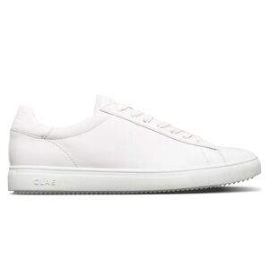 CLAE Bradley Essentials triple white leather sneaker, size 6 (M)/7.5 (W).